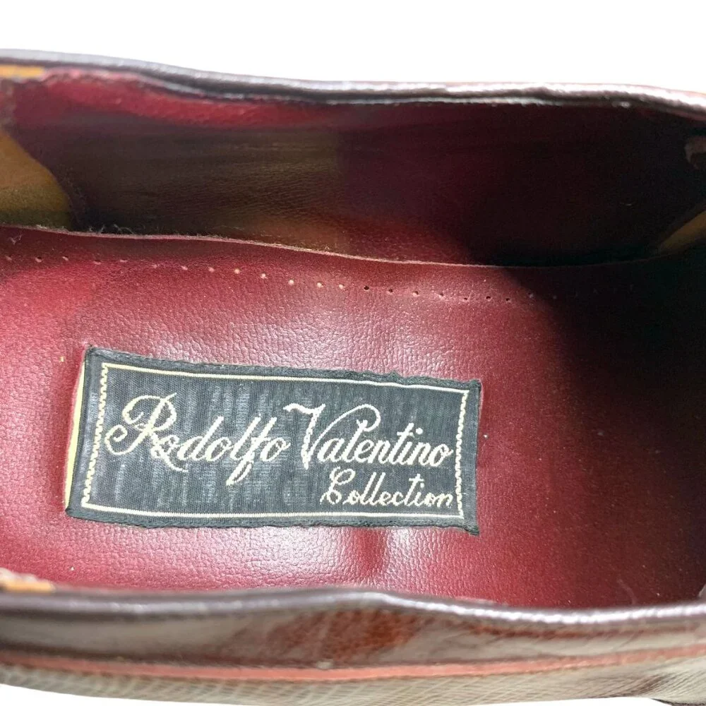 Vintage Rodolfo‎ Valentino Collection Brown Embossed Leather Dress Shoe